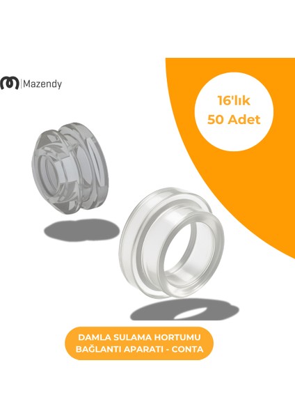 Damla Sulama Conta 16'lık - Dayanıklı ve Kolay Montajlı Bağlantı Parçası (50 Adet)