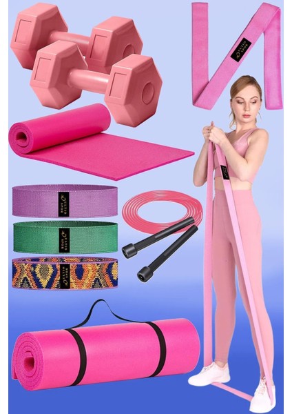 Özel Pilates Seti Jimnastik Seti Direnç Bandı Seti Yoga Seti Tüm Egzersizlere Özel Tasarım Spor Set