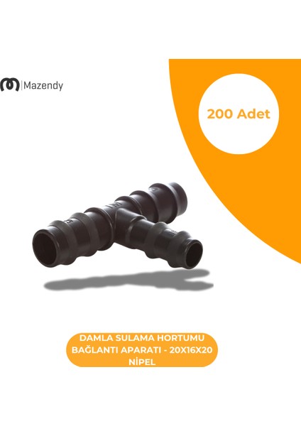 Damla Sulama 20X16X20 T Bağlantı - Dayanıklı ve Kolay Montajlı Bağlantı Parçası (200 Adet)