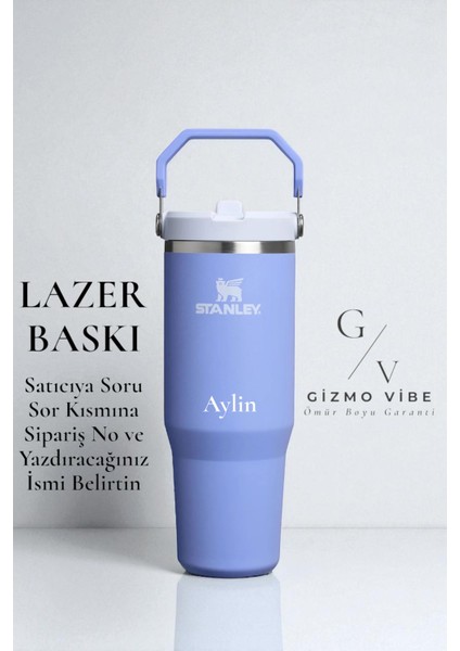 The Iceflow Flip Straw Pipetli Termos 0,89 L Özel Isimli Kişiselleştirilebilir