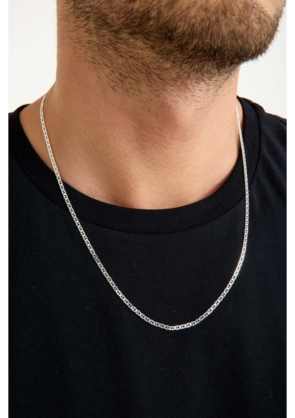925 Ayar Gümüş Unisex Barlı Kolye 2 mm 60 cm