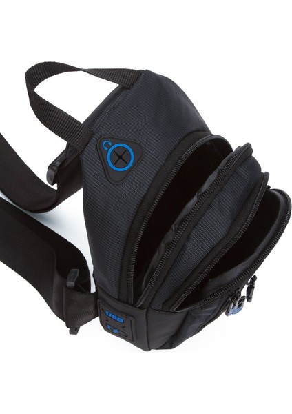 Suya Dayanıklı Küçük Kulaklık ve Çapraz Askılı Bel Çantası, Siyah Renk