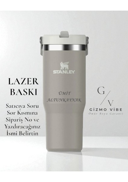 The Iceflow Flip Straw Pipetli Termos 0,89 L Özel Isimli Kişiselleştirilebilir Tasarımlı