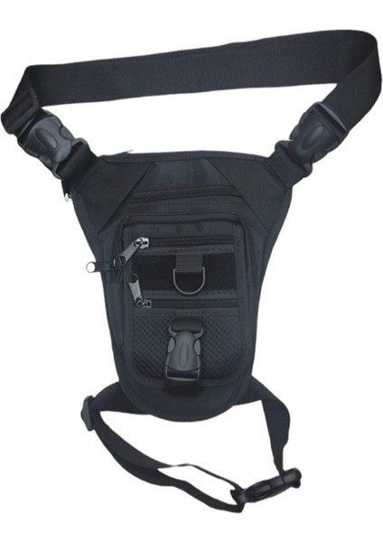 Çok Bölmeli Siyah Taktik Bel-Göğüs-Bacak Çantası