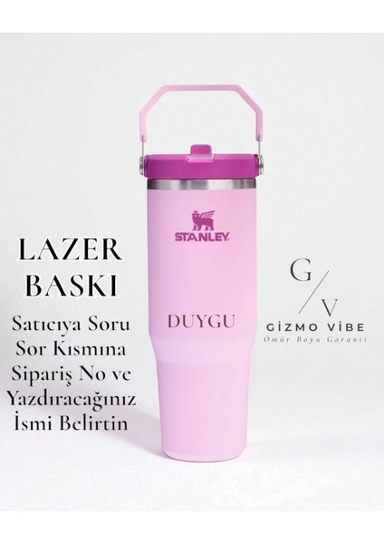 The Iceflow Flip Straw Pipetli Termos 0,89 L Özel Isimli Kişiselleştirilebilir Özel İsimli