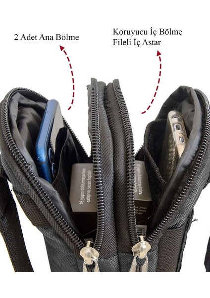 Siyah Bel ve Göğüs Çantası, Telefon Bölmeli, Günlük ve Taktik Kullanım Için fırsatları