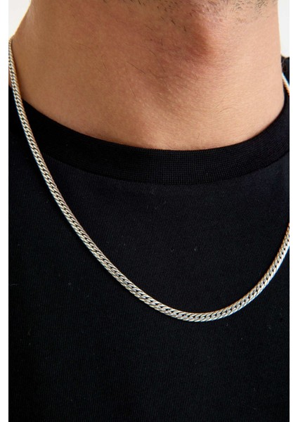 925 Ayar Gümüş Ezme Yassı Balıksırtı Sık Gurmet Kolye 55 cm 3.5 mm fırsatları