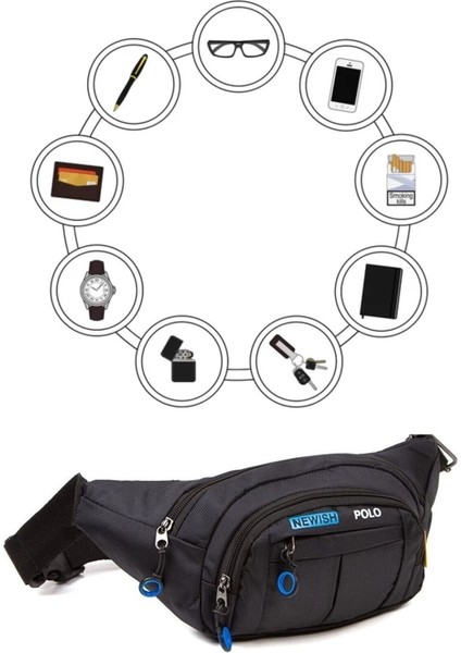 Çapraz Askılı Çok Bölmeli Günlük Omuz Çanta, Siyah Renk