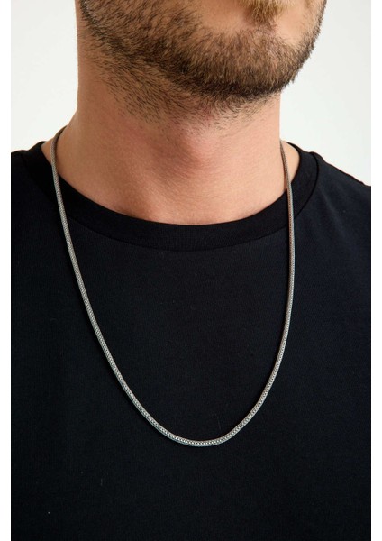 925 Ayar Gümüş Oksitli Yuvarlak Kalın Tilki Kuyruğu Kolye 2.7 mm