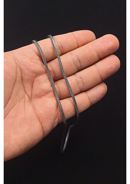 925 Ayar Gümüş Oksitli Yuvarlak Kalın Tilki Kuyruğu Kolye 2.7 mm indirimleri