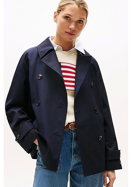 Kadın Pamuklu Normal Kesim Kısa Mavi Mont WW0WW45618DW5