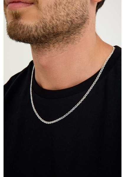 925 Ayar Gümüş Unisex Barlı Kolye 3 mm 60 cm