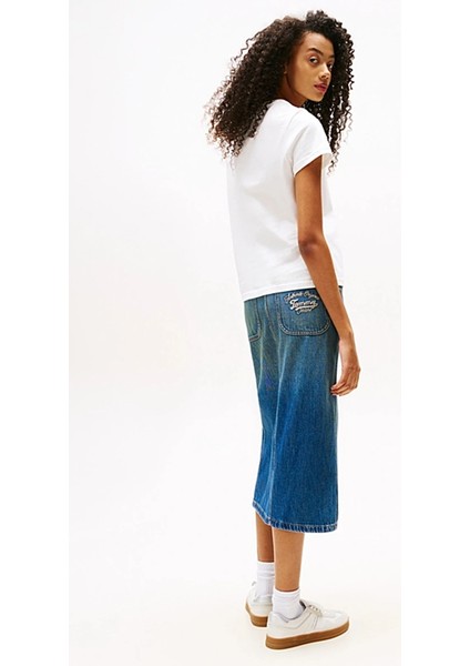 Kadın Çiçekli Bayrak Desenli Beyaz T-Shirt DW0DW20897YBL modelleri