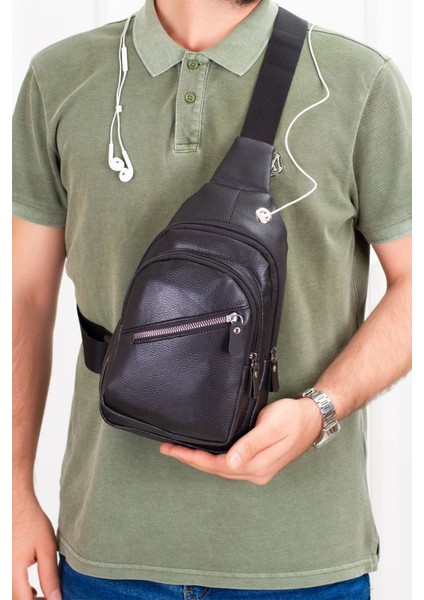 Erkek Pu Deri Çapraz Omuz Çantası, Günlük Kullanım, Siyah Renk