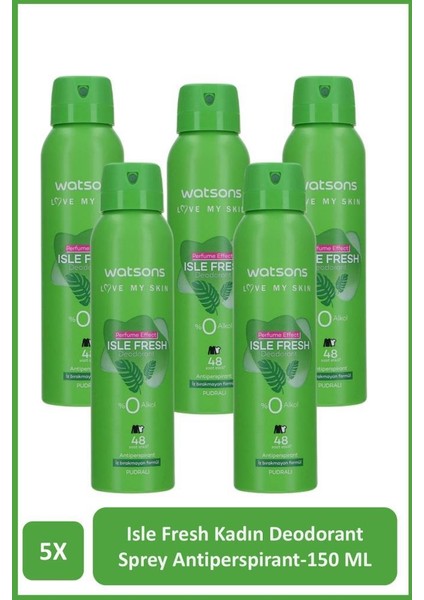 Isle Fresh Deodorant Sprey Kadın Pudralı 5x150ml