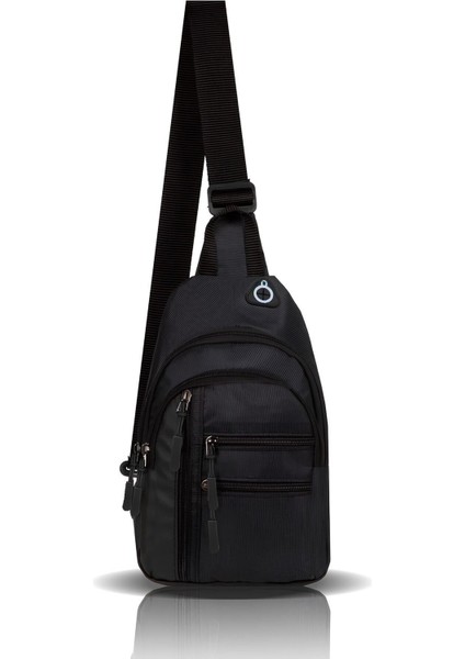 Suya Dayanıklı, USB Çıkışlı, Bel, Çapraz Omuz ve Göğüs Çantası, Siyah Renk