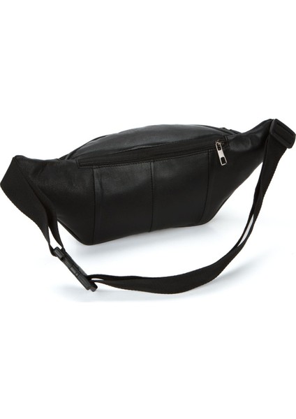 Siyah Unisex Deri Fermuarlı Ayarlanabilir Crossbody Omuz ve Bel Çantası indirimleri