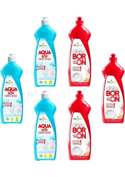 Aquabor Elde Bulaşık 650 ml X3 + Boron Sıvı Elde Bulaşık 650 ml X3