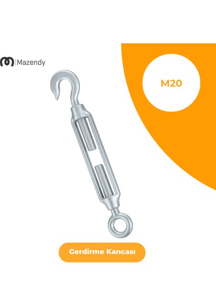 M20 Galvanizli Gerdirme Kanca Askı ve Tel Halat Gergi (1 Adet)