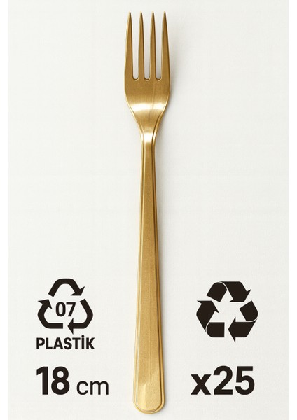 Plastik Çatal Gold 18CM - 25 Adet fiyatları
