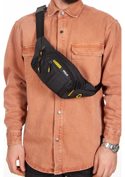 Su Geçirmez Unisex Çanta, USB Çıkışlı, Omuz ve Bel Kullanımına Uygun, Siyah