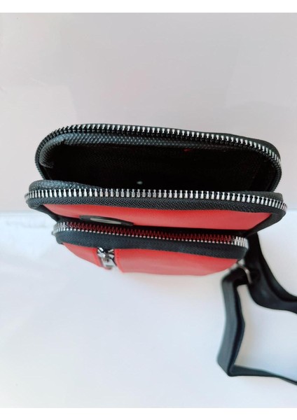 Kırmızı Çok Fonksiyonlu Deri ve Kumaş Çapraz Göğüs Sırt Çantası modelleri