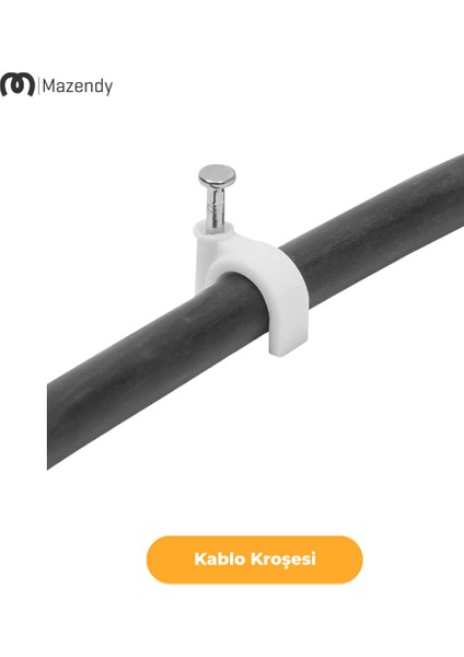 Çelik Çivili Kablo Kroşesi 3 Numara 50 Adet Dayanıklı Plastik Sabitleyici fiyatları