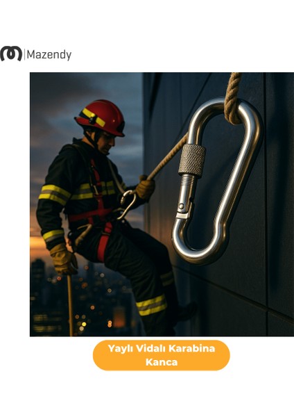 Vidalı Yaylı Karabina Kanca - 6X60 mm (1 Adet) - Kamp, Güvenlik, Emniyet, Anahtarlık indirimleri