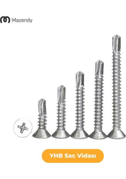 Yhb Sac Vidası 4,8X60 mm 200 Adet Havşa Başlı Galvaniz Sac Vidası fiyatları