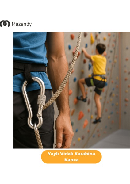 Vidalı Yaylı Karabina Kanca - 10X100 mm (1 Adet) - Kamp, Güvenlik, Emniyet, Anahtarlık fırsatları