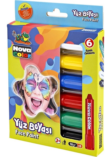 Yüz Boyası 6 Renk 1 Paket Face Paint Çevirmeli Yüz Boyası Canlı Renkler