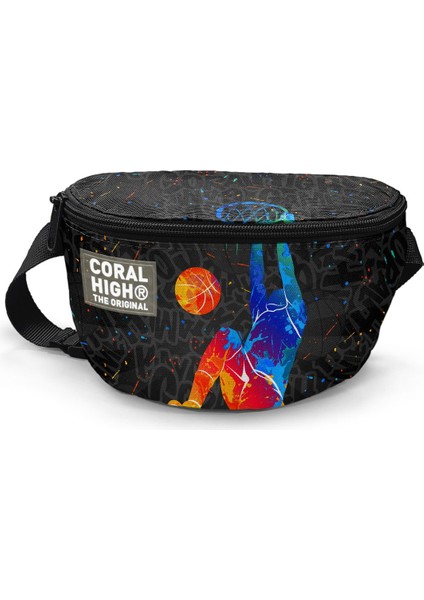Gri Basketbol Desenli Bel Çantası, Şık ve Kullanışlı Tasarım, Hafif ve Pratik.