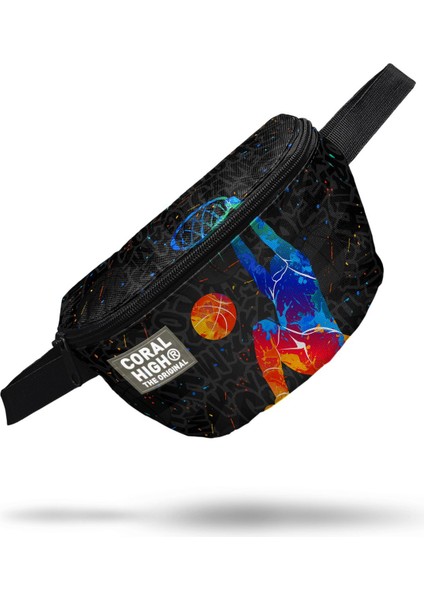 Gri Basketbol Desenli Bel Çantası, Şık ve Kullanışlı Tasarım, Hafif ve Pratik.