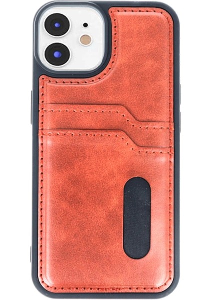 iPhone 11 Kılıf Sara Kartvizitli Deri Kılıf - Taba