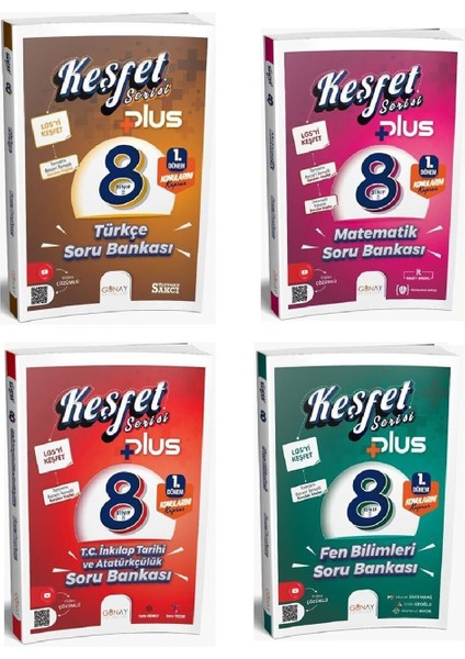 Günay 8. Sınıf 1. Dönem Türkçe, Matematik, Inkılap Tarihi ve Fen Bilimleri Keşfet Plus Soru Bankası Seti