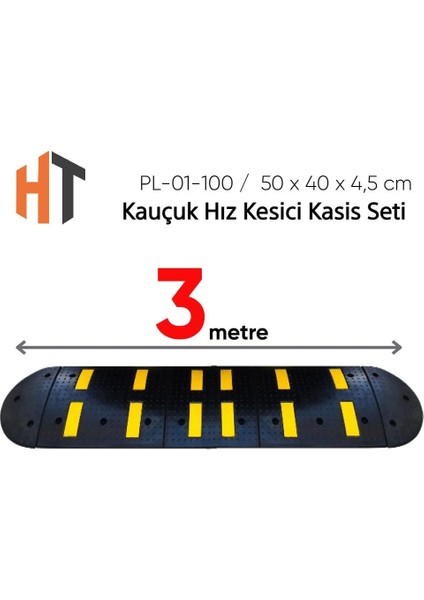 Kauçuk Hız Kesici Set Kapaklı, Yol Kasisi 3 Metre