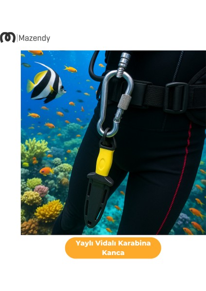 Vidalı Yaylı Karabina Kanca - 10X100 mm (3 Adet) - Kamp, Güvenlik, Emniyet, Anahtarlık modelleri