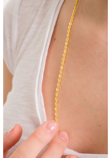 925 Ayar Gümüş 18K Altın Kaplama Burgu Halat Zincir Kolye 2.7 mm fiyatları