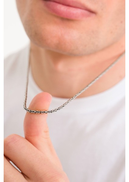 925 Ayar Gümüş Oksitli Yuvarlak Kral Kolye 2.0 mm