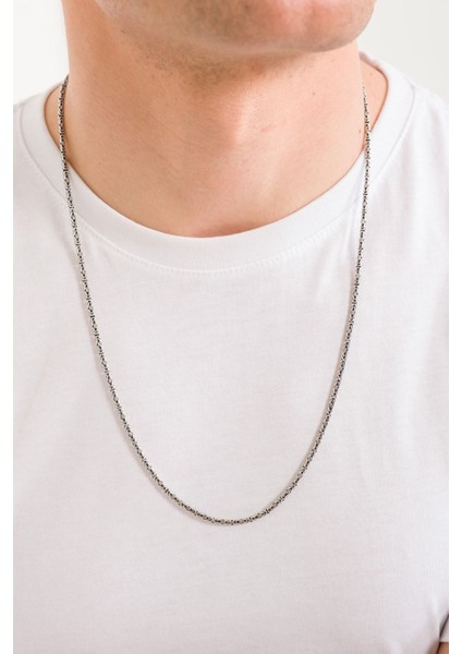 925 Ayar Gümüş Oksitli Yuvarlak Kral Kolye 2.0 mm fiyatları