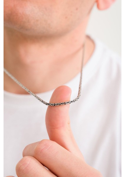 925 Ayar Gümüş Oksitli Yuvarlak Kral Kolye 2.0 mm modelleri