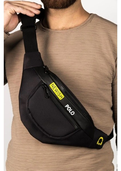 Şık Unisex Çok Amaçlı Omuz ve Bel Çantası, Günlük Kullanım, Siyah