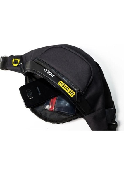 Şık Unisex Çok Amaçlı Omuz ve Bel Çantası, Günlük Kullanım, Siyah