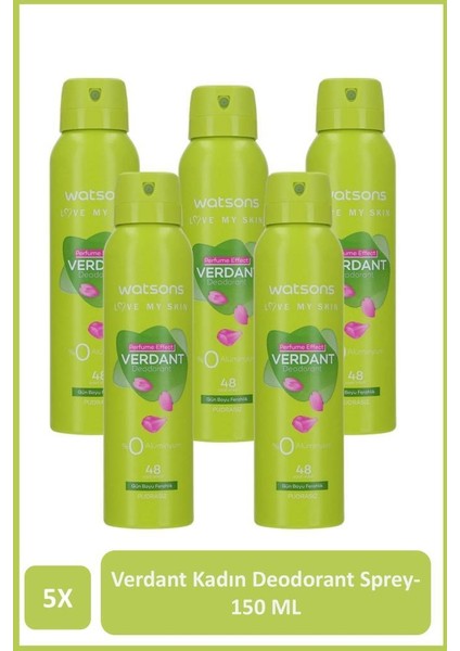 Verdant Deodorant Sprey Pudrasız 5x150ml