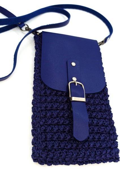 El Yapımı Lacivert Telefon ve Mini Bel Çantası, Şık ve Kullanışlı Tasarım indirimleri