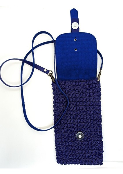 El Yapımı Lacivert Telefon ve Mini Bel Çantası, Şık ve Kullanışlı Tasarım