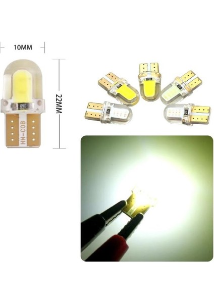 ( 5 x Adet ) 1 Set LED T10 Dipsiz Ampul 12V Sılıcon Canbus Smd LED Silika Whıte (Dipsiz Ampul Silikon LED Beyaz)