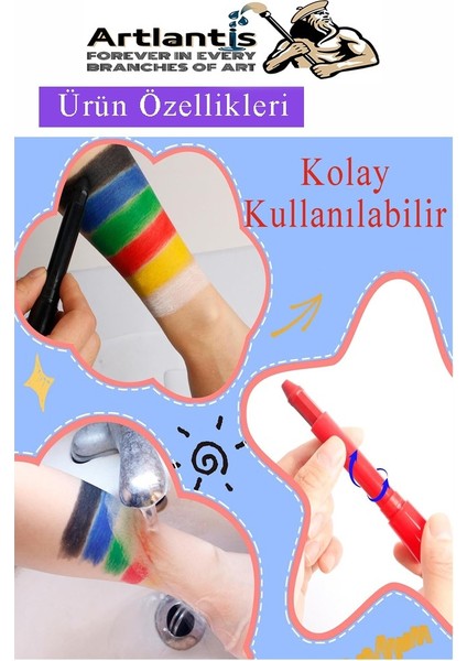 Yüz Boyası 6 Renk 1 Paket Face Paint Çevirmeli Yüz Kalemi Kolay Temizlenen Canlı Renkler fırsatları