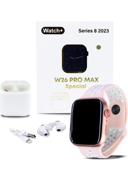 W26 Pro Max Spiecial Kablosuz Akıllı Smart Saat Kulaklık Silikon Kordon Aksesuar