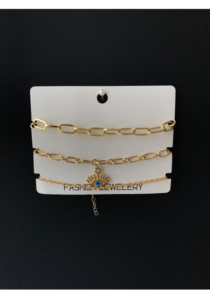 3'lü Çelik Gold Bileklik